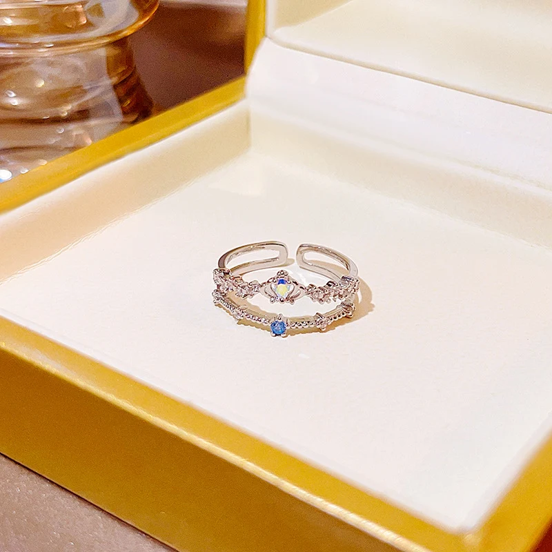 Anel de dedo indicador feminino com design de camada dupla em Champagne, elegante e sofisticado, ideal para adicionar um toque de glamour ao seu visual. — foto 10