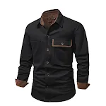 Men's Workwear Washed Cotton Shirt Solid Color Lapel Long Sleeve for comfort and durability, perfect for various work en — photo 7