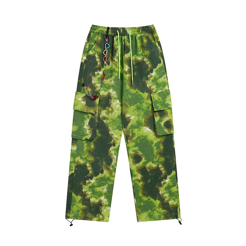 Calças casuais de perna larga com estampa tie-dye gradiente para homens e mulheres, perfeitas para um visual moderno e descontraído, confortáveis e estilosas. — foto 1
