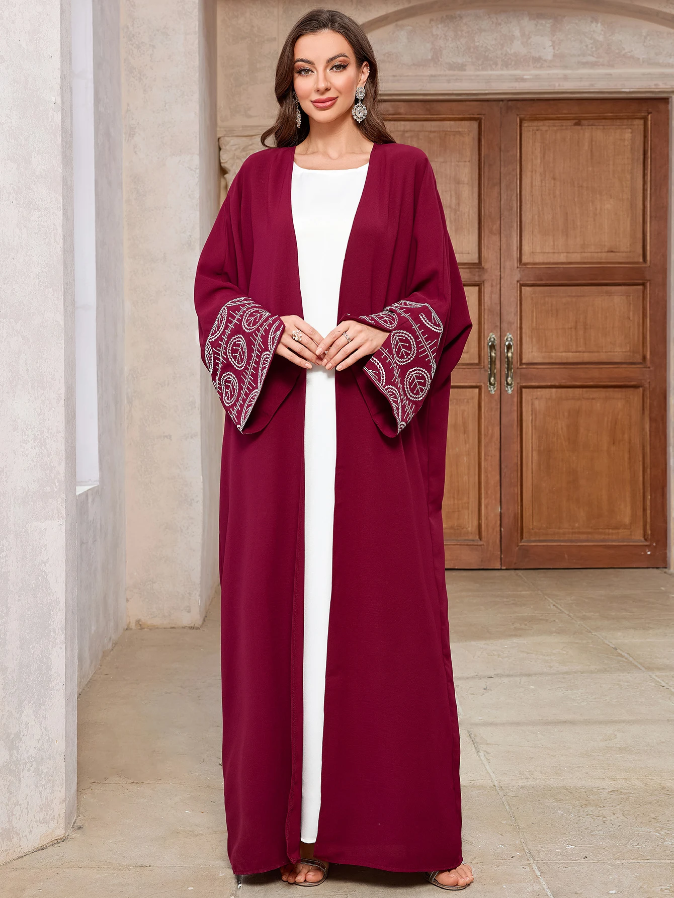 Title 9, Moda feminina elegante bordado cardigan robe