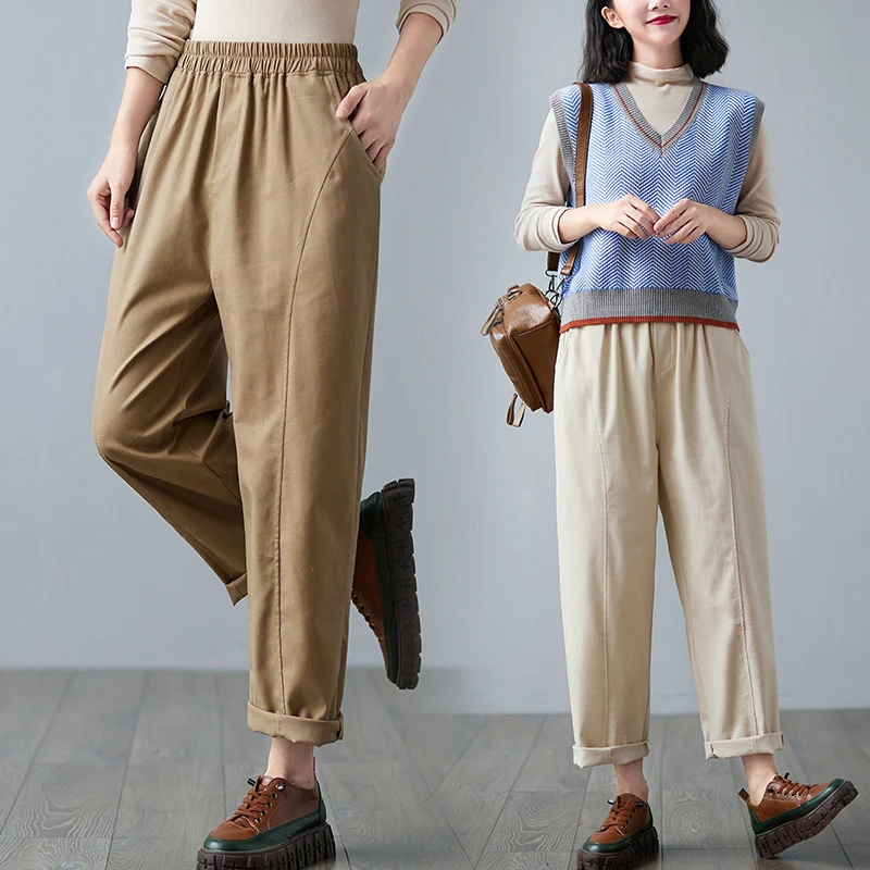 New Literary Retro Cotton And Linen Harem Pants Women Elastic Waist for Comfort and Style, Perfect for a Relaxed, Everyd — photo 5