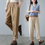 New Literary Retro Cotton And Linen Harem Pants Women Elastic Waist for Comfort and Style, Perfect for a Relaxed, Everyd — photo 5