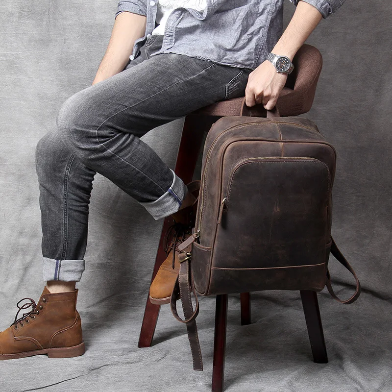 Title 3, Retro First Layer Cowhide Mens Backpack Premiu...