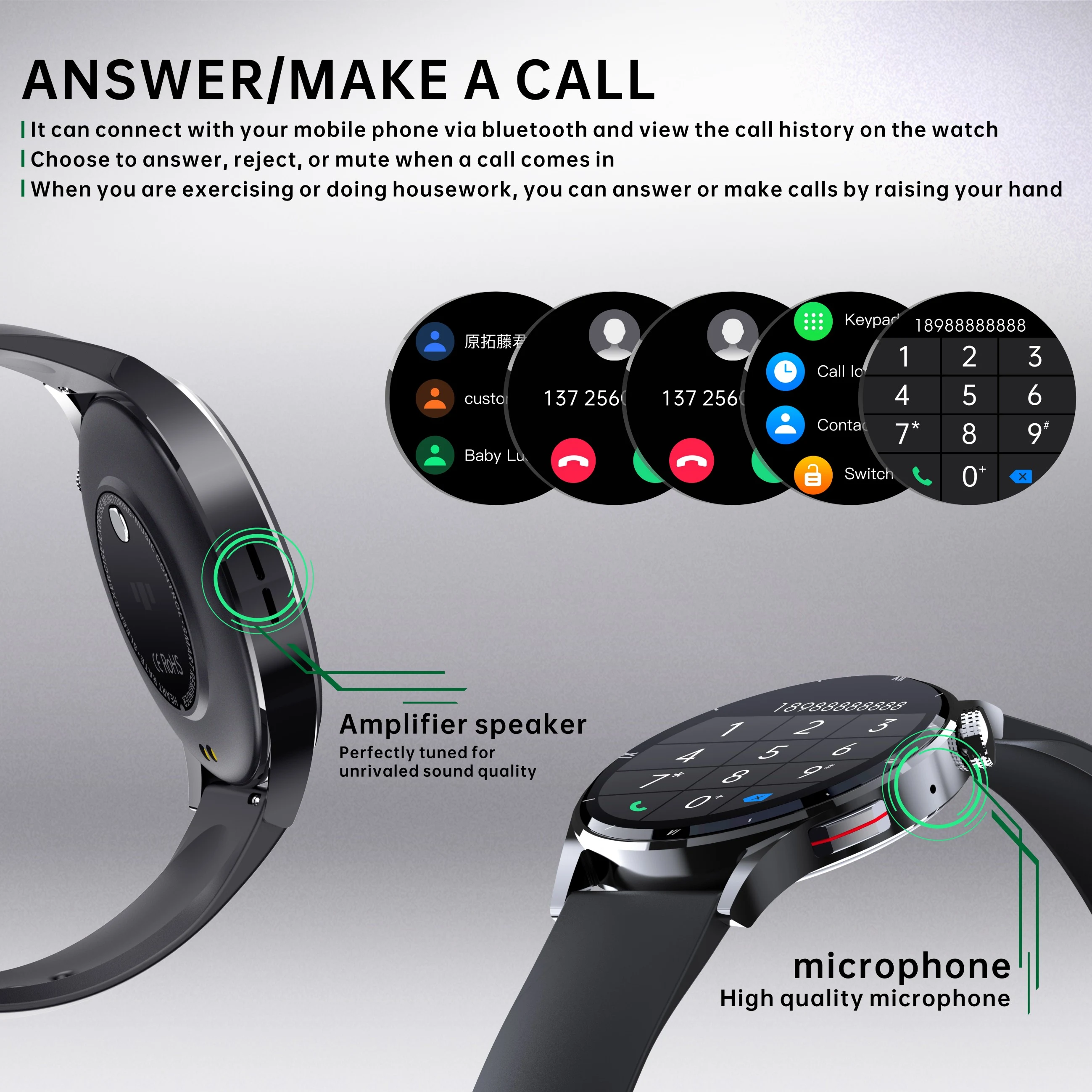 Title 1, Bluetooth HD Call Smartwatch with Body Temperat...