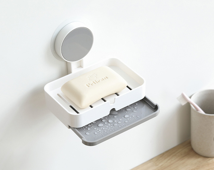 Simple perforation-free soap box with suction cup, wall mounted. Keep your soap handy and your bathroom clean without dr — photo 2