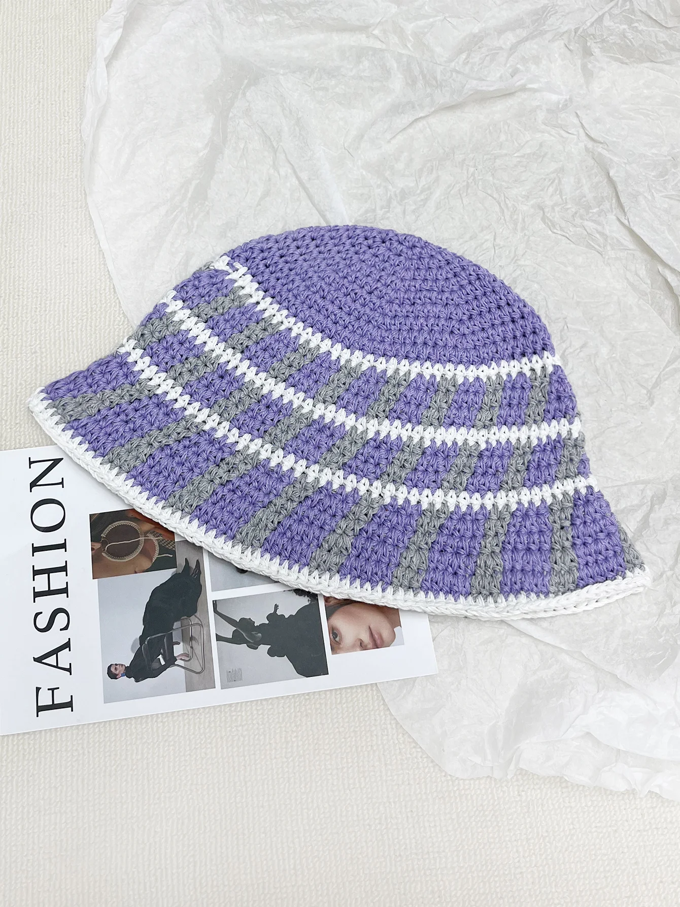 Title 5, Handmade Wool Woven Colorful Stripes Bucket Hat