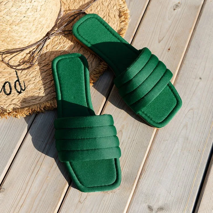 Sandalias de playa casuales de gamuza con punta cuadrada, moda europea y americana de verano, frescas y cómodas para tus vacaciones. — foto 4