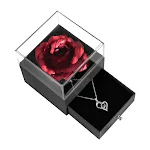 Caixa de joias acrílica com flores preservadas e colar. Presente romântico e elegante para ela. Perfeito para guardar suas joias e memórias. — foto 6