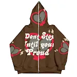 Autumn And Winter Letter Heart Shape Printed Zipper-to-head Hoodie, providing warmth, comfort, and style for cold weathe — photo 6