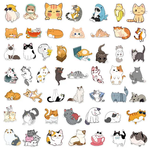 Title 6, 50 vellen schattige cartoon katten graffiti sti...