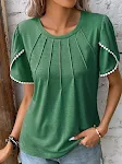 Summer Round Neck Tassel Tulip Sleeve T-shirt Casual Top For Women — photo 7