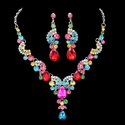 Title 5, Bruids prachtige diamantmode ketting set, schit...
