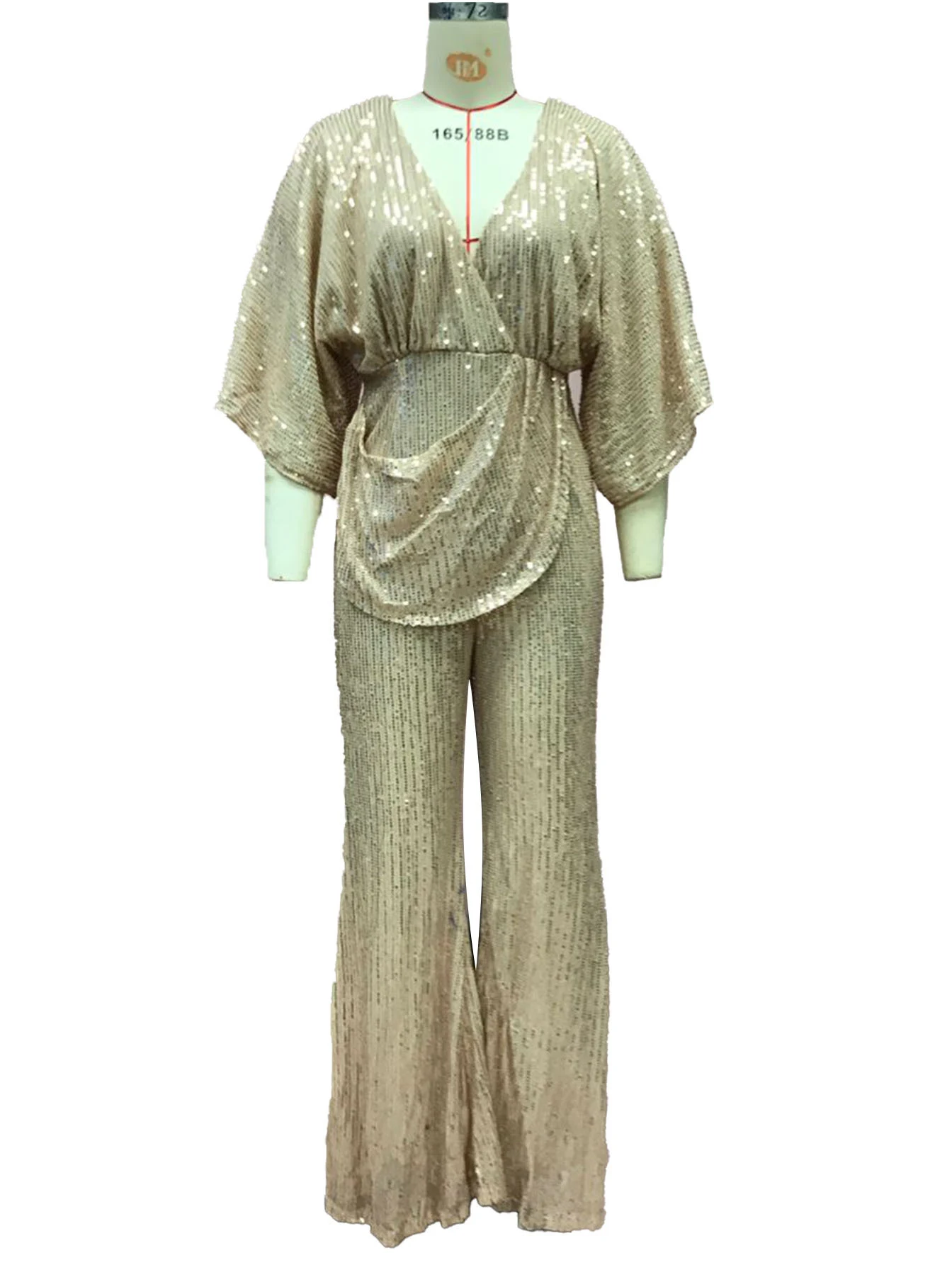 Title 2, Jumpsuit met pailletten diepe V-hals en rugvrij...
