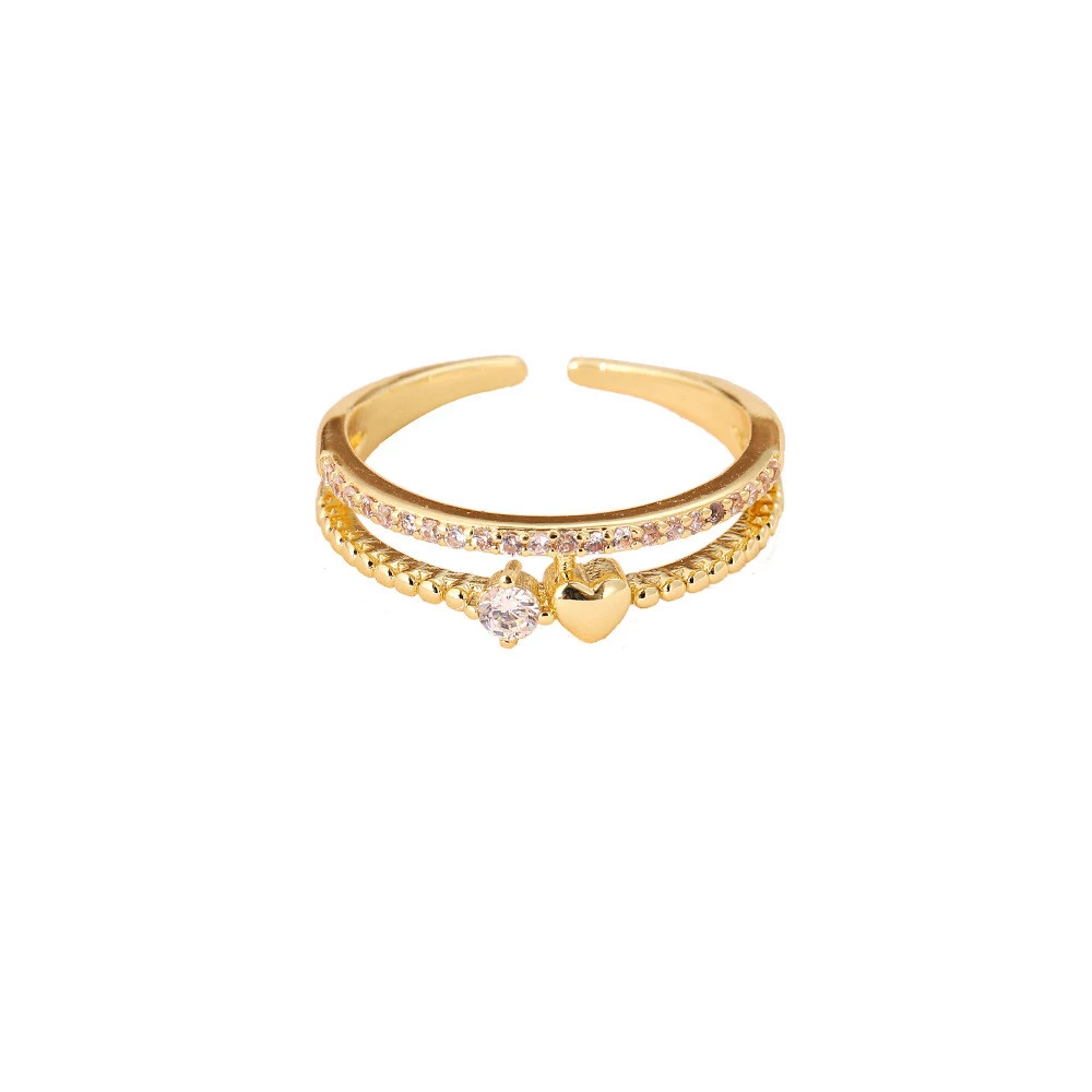 Anel de cobre em forma de coração para mulheres, expresse sua personalidade com estilo. Joia fashion, presente perfeito. — foto 3