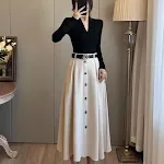 Black Top And Long Skirt