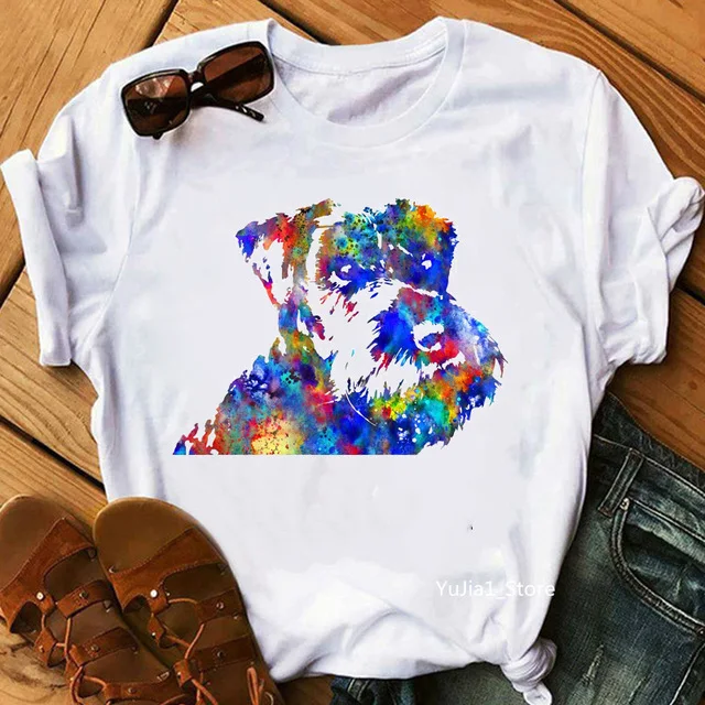 Summer Women's Round Neck T-shirt Cartoon Colorful Puppy Series — photo 6