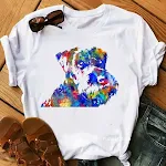 Summer Women's Round Neck T-shirt Cartoon Colorful Puppy Series — photo 6