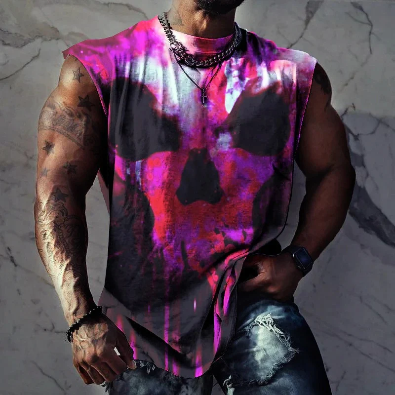 Regata masculina com estampa 3D sem mangas. Leve, respirável e confortável, ideal para esportes e uso casual. Design moderno e único. — foto 30