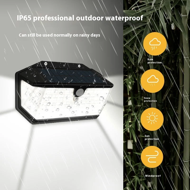 Luminária LED solar de cinco lados com sensor de corpo humano para pátios externos, indução acende a luz automaticamente. — foto 4