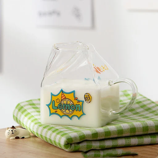 Title 4, Lemon Japanese Square Milk Carton Cup High Boro...
