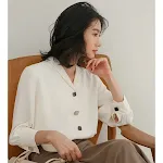 Real Shot Design Sense Niche Chiffon Shirt for Women Spring and Summer New Three-quarter Sleeve Temperament Slimming Shi — photo 9
