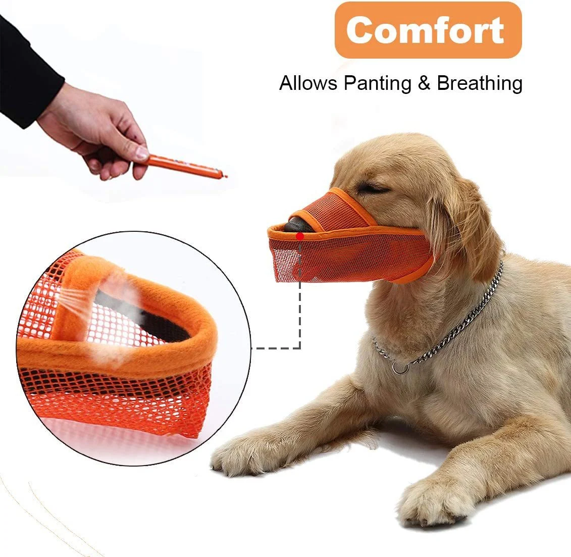 Bozal de malla transpirable para perros, antiboqueras, antivuelcos, antiladrido, antiproblemas de alimentación, para perros grandes, medianos y pequeños. — foto 2