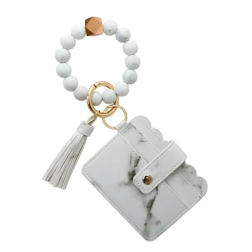 Title 8, PU Tassel Card Case Silicone Bracelet Key Ring
