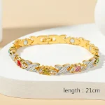 Pulseira Magnética Feminina de Ouro e Diamantes Intertravada Elegância e Conforto Combine com Seu Estilo Design Sofisticado e Fechamento Seguro — foto 4