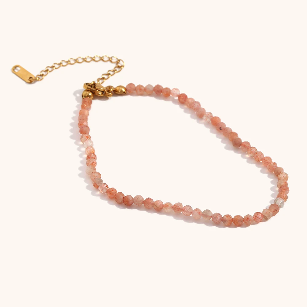 Tornozeleira Retro Elegante Aço Inoxidável Banho Ouro 18K Pedra Natural, um toque de sofisticação e versatilidade para seu look diário. — foto 7