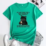 Plus Size Cat Printing Cotton Round Neck Short Sleeve — photo 11