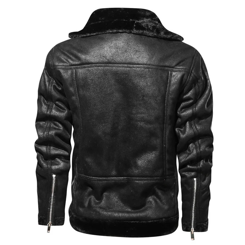 Title 8, Winter lapel leather jacket plus velvet thick c...