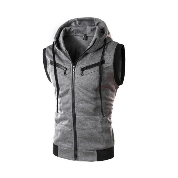 Colete casual com capuz masculino, primavera e verão, novo. Conforto e estilo para dias quentes, ideal para looks descontraídos e atividades ao ar livre, leve e moderno. — foto 1