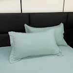 Pares de fronhas modernas e minimalistas em algodão lavado de cor sólida, para um quarto elegante e confortável. — foto 24