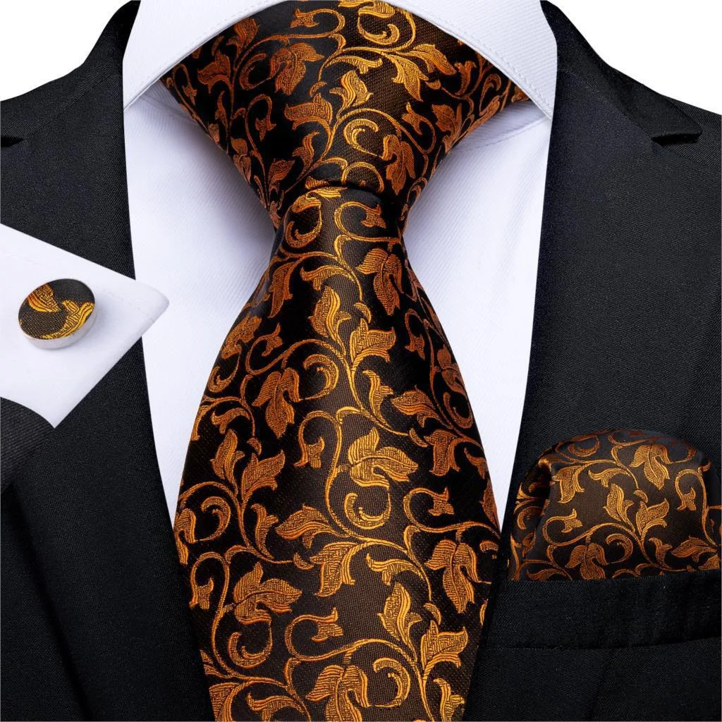 Men's Tie Luxury Black and Gold Striped Silk Woven. Elevate your style with this sophisticated tie, perfect for business — photo 6