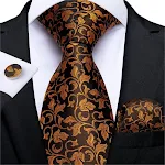 Men's Tie Luxury Black and Gold Striped Silk Woven. Elevate your style with this sophisticated tie, perfect for business — photo 6