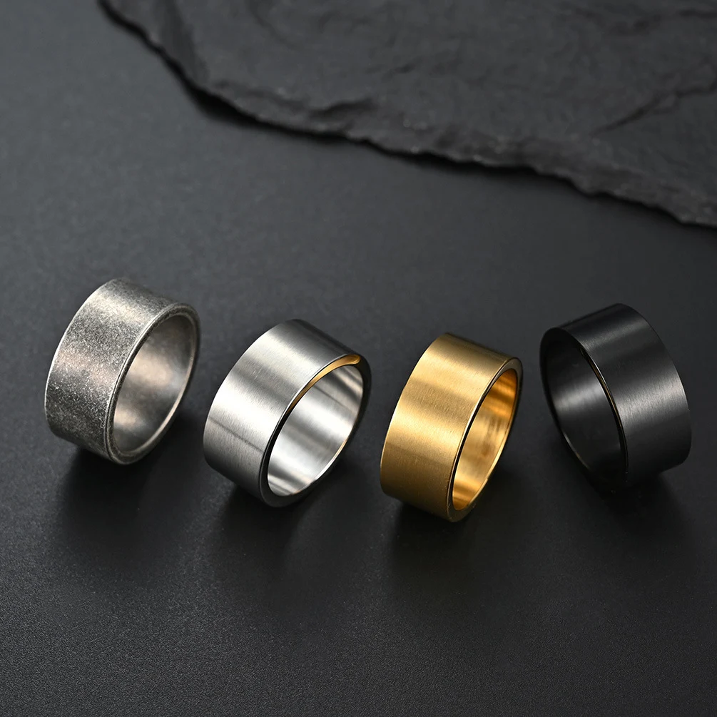 Anel de aço de titânio composto simples de moda masculina e feminina, um acessório elegante e durável para uso diário e ocasiões especiais. — foto 8
