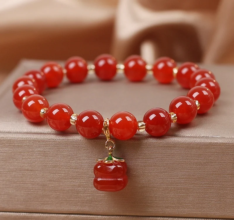 Pulseira Pingente de Caqui da Sorte Estilo Nacional Feminino, Amuleto de Boa Fortuna, Design Exclusivo e Charmoso — foto 2