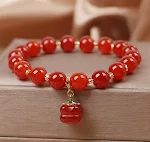 Pulseira Pingente de Caqui da Sorte Estilo Nacional Feminino, Amuleto de Boa Fortuna, Design Exclusivo e Charmoso — foto 2