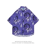 Retro Floral Full Print Short-Sleeved Street Fashion Street Lazy Couple Hong Kong Wind Ruffian Handsome Flower Shirt — photo 1