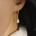 Brincos pingente criativos femininos de tênis e raquete, perfeitos para amantes do esporte que buscam um acessório único e elegante. — foto 9