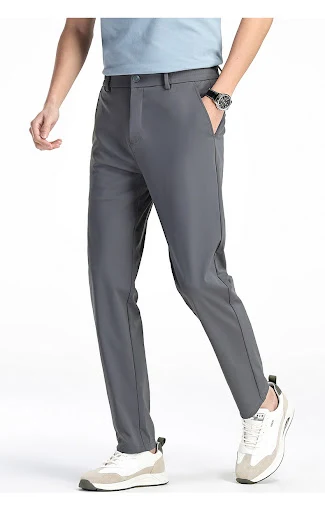 Title 7, Pantalon décontracté en soie glacée élastique d...