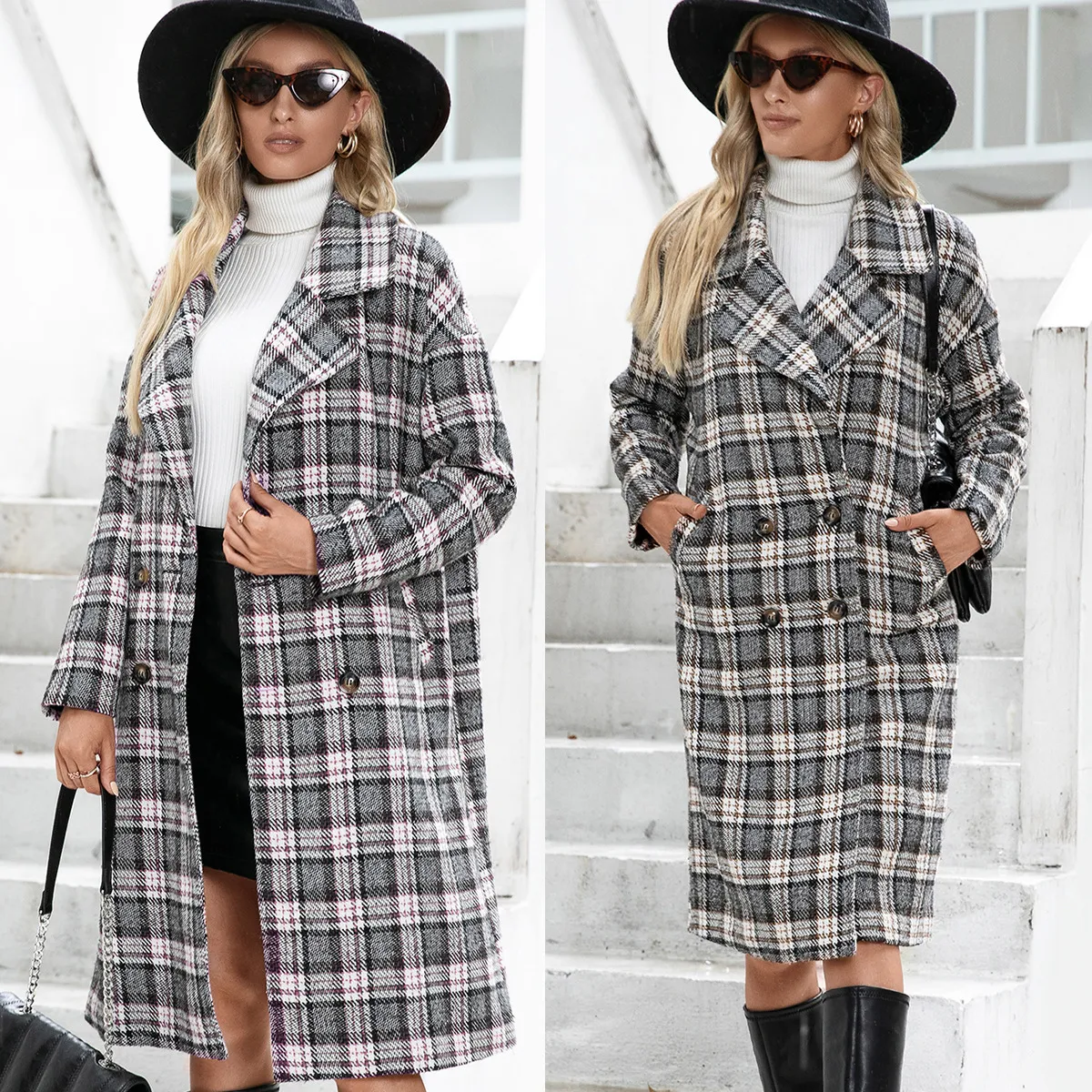 Long Double-breasted Cashmere Coat With Suit Collar. Experience timeless elegance and luxurious warmth, perfect for any — photo 14