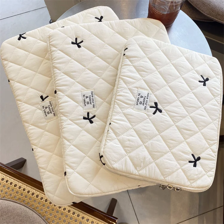 Title 4, Cute Rhombus Embroidered Bow Notebook Storage B...