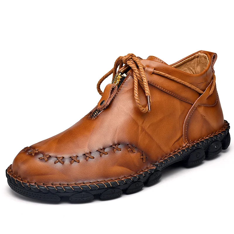 Botas masculinas de couro cano alto sapatos casuais confortáveis Botas de tornozelo Estilo moderno para uso diário Perfeitas para diversas ocasiões — foto 3