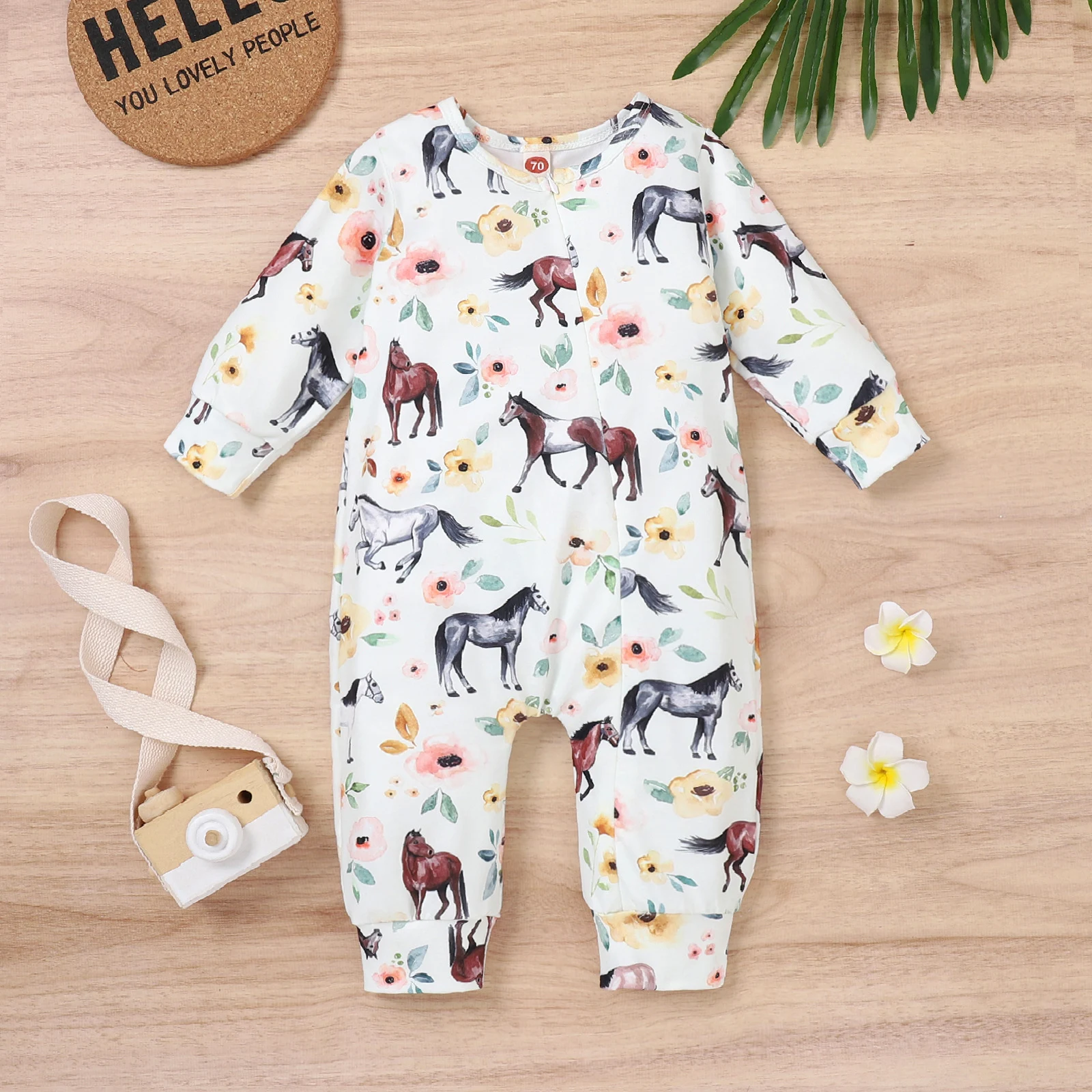 Lente en herfst vrijetijds baby peuter veelkleurige dieren jumpsuit, perfect voor spelen en comfortabel. — foto 10