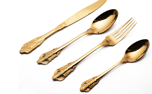 Title 1, European Style Retro Carved Steak Cutlery Spoon...