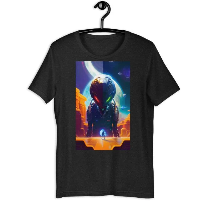 Camiseta Casual Gola Redonda Manga Curta com Estampa de Batalha Cinza Enorme Conforto e Estilo para o Dia a Dia — foto 4
