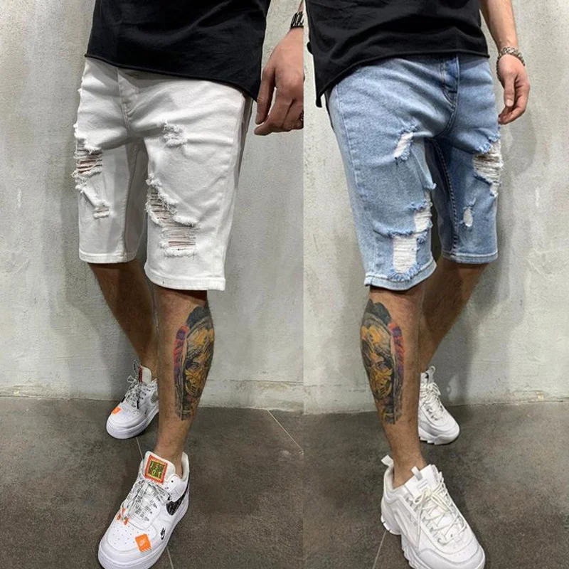 Title 7, Pantalon en denim avec trous, coupe slim, panta...