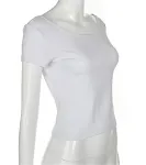 Dames T-shirt met korte mouwen, effen kleur, nieuw, sexy, en met open details. Perfect voor een stijlvolle en luchtige zomeroutfit. — foto 5