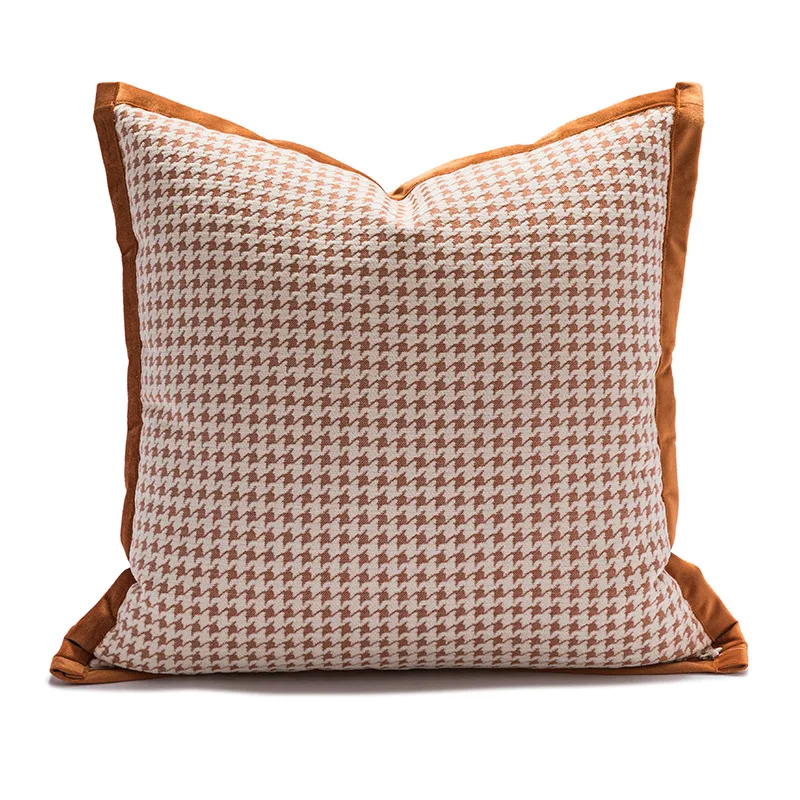 Modern Wine Houndstooth Orange Cushion Cover with Tassel Lace, perfect to add a stylish and decorative touch to your liv — photo 5
